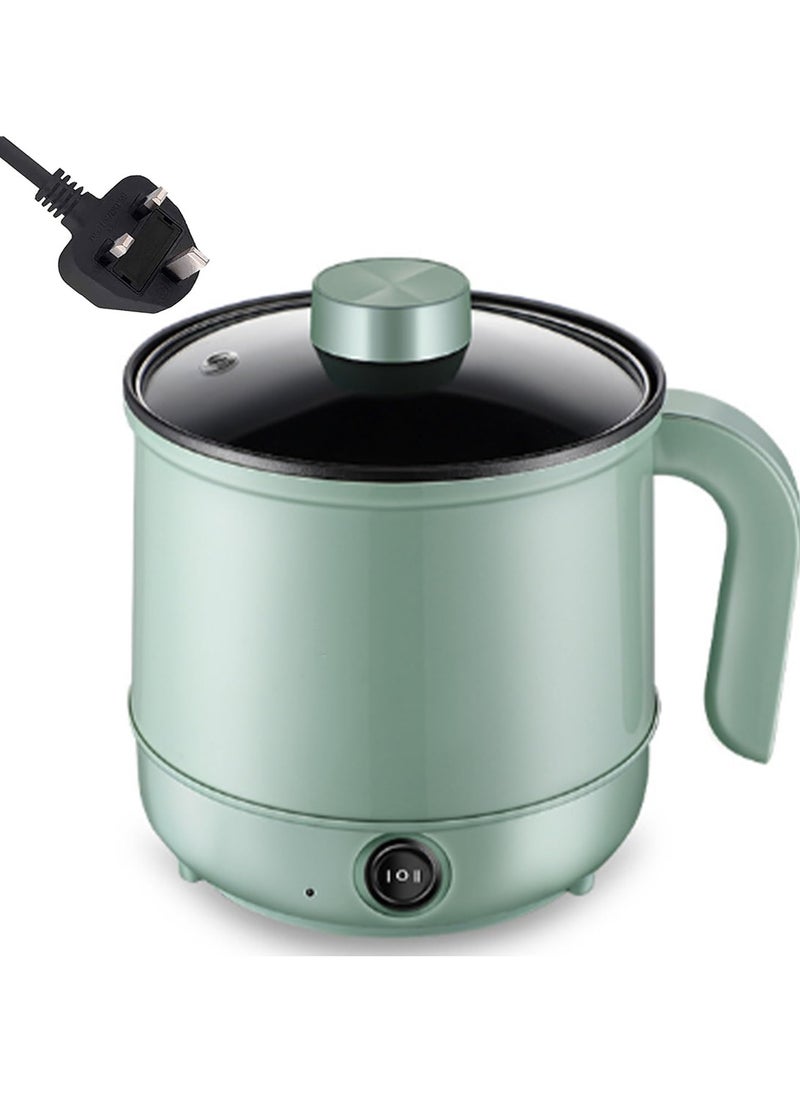 1.7L Electric Cooker, Non-Stick Mini Hot Pot Electric, Portable Travel Cooker, Rapid Noodles Cooker, for Personal Ramen Boiling Steak Egg Oatmeal Soup Shabu Shabu Pot Simmer Pot (Green)