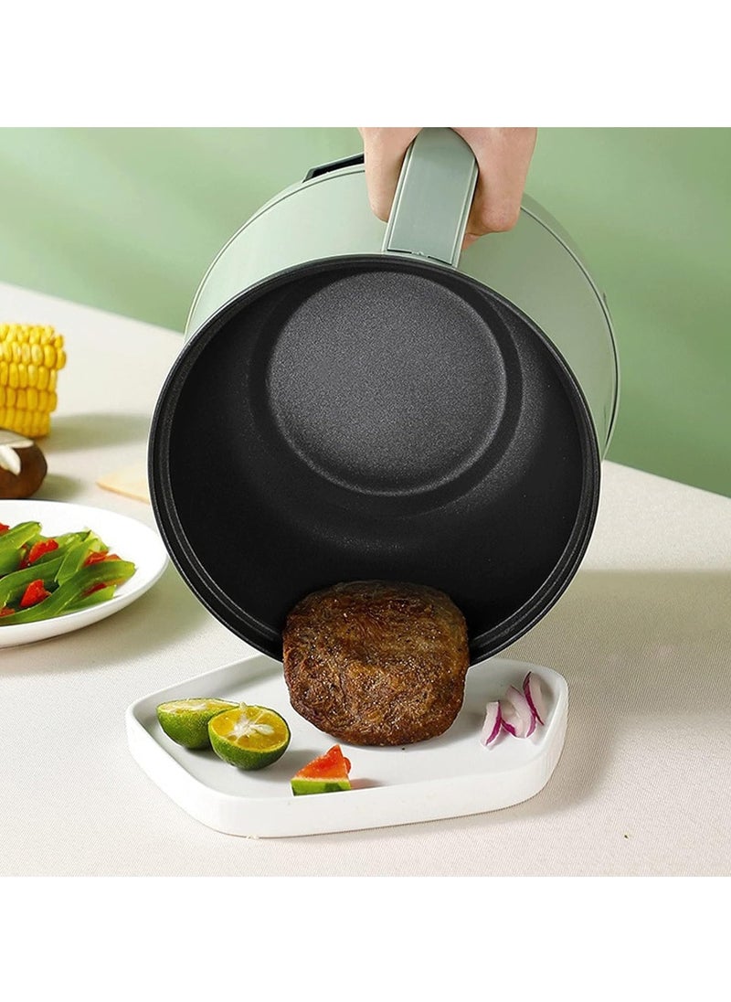 1.7L Electric Cooker, Non-Stick Mini Hot Pot Electric, Portable Travel Cooker, Rapid Noodles Cooker, for Personal Ramen Boiling Steak Egg Oatmeal Soup Shabu Shabu Pot Simmer Pot (Green)