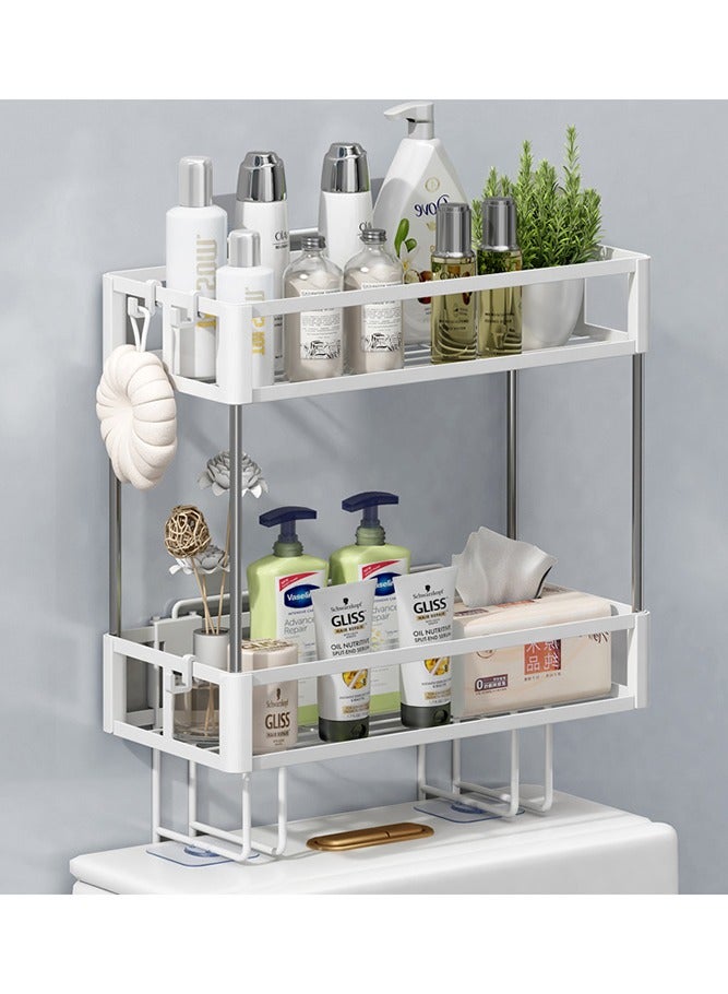 HOMESTAR 2-Tier Over Toilet Bathroom Organizer Storage The Tank Basket Metal Shelf Without Drilling - Image 1