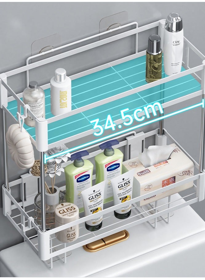 HOMESTAR 2-Tier Over Toilet Bathroom Organizer Storage The Tank Basket Metal Shelf Without Drilling - Image 3