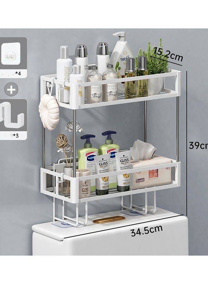 HOMESTAR 2-Tier Over Toilet Bathroom Organizer Storage The Tank Basket Metal Shelf Without Drilling - Image 4