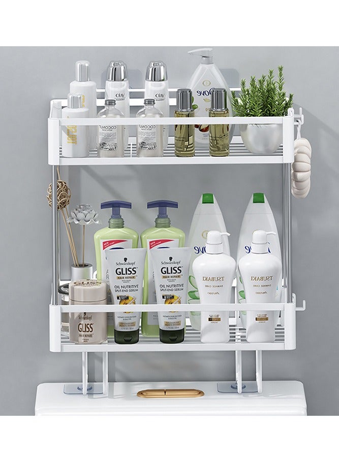 HOMESTAR 2-Tier Over Toilet Bathroom Organizer Storage The Tank Basket Metal Shelf Without Drilling - Image 2