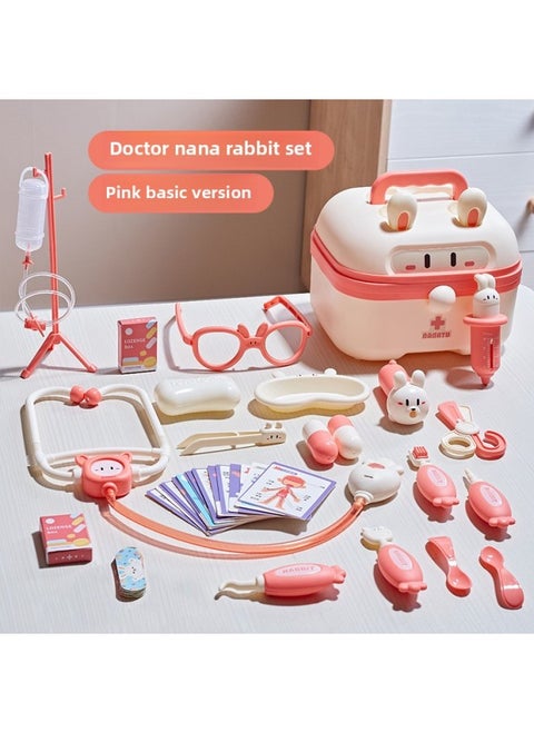 Nana Rabbit Simulation Medical Suitcase Children's Play Home Educational Toys Suit Simulation Of Parent-Child Interaction-Color:Pink Basic Model