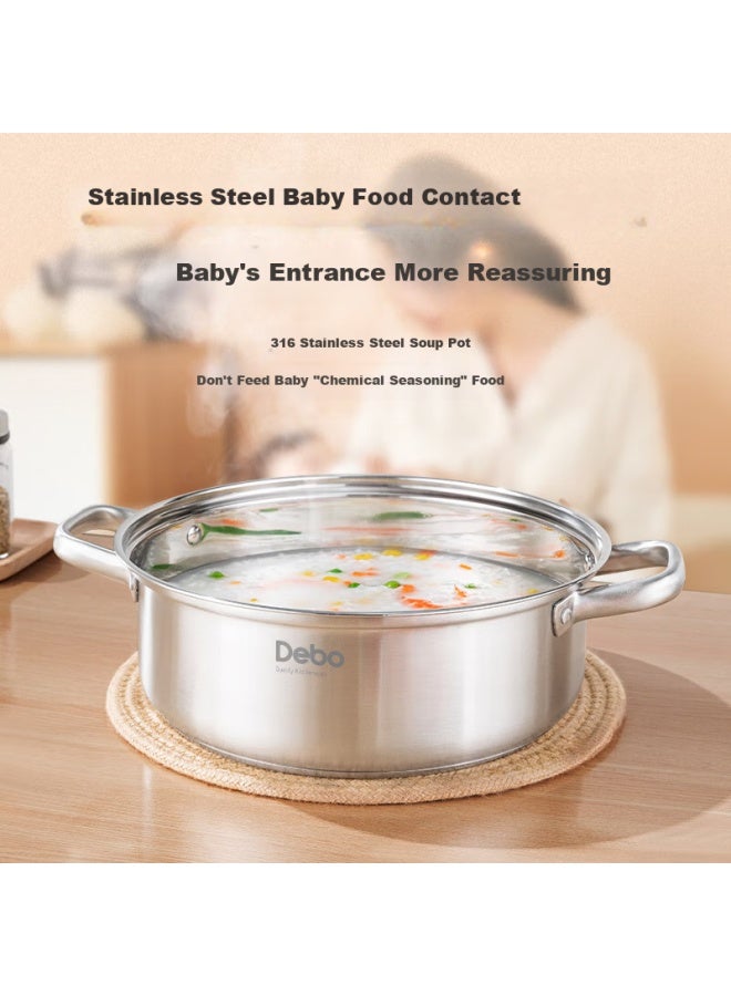 Debodebo 316 Stainless Steel Hot Pot, Suitable For Induction Cooker, Gas Stove, And Open Flame, With Double Bottom, Lid, And 26cm Diameter - Image 2