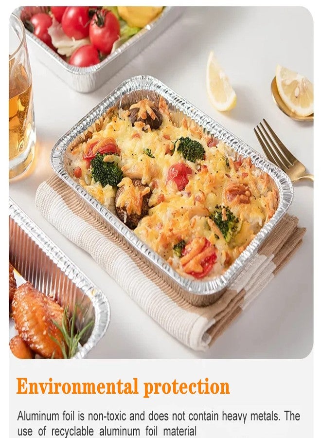 LUCKMETA 1 Lb Small Aluminum Foil Pans with Clear Lids (50 Pack), Disposable Cookware, Takeout Trays, Food Containers for Restaurants & Catering, Recyclable - Image 5
