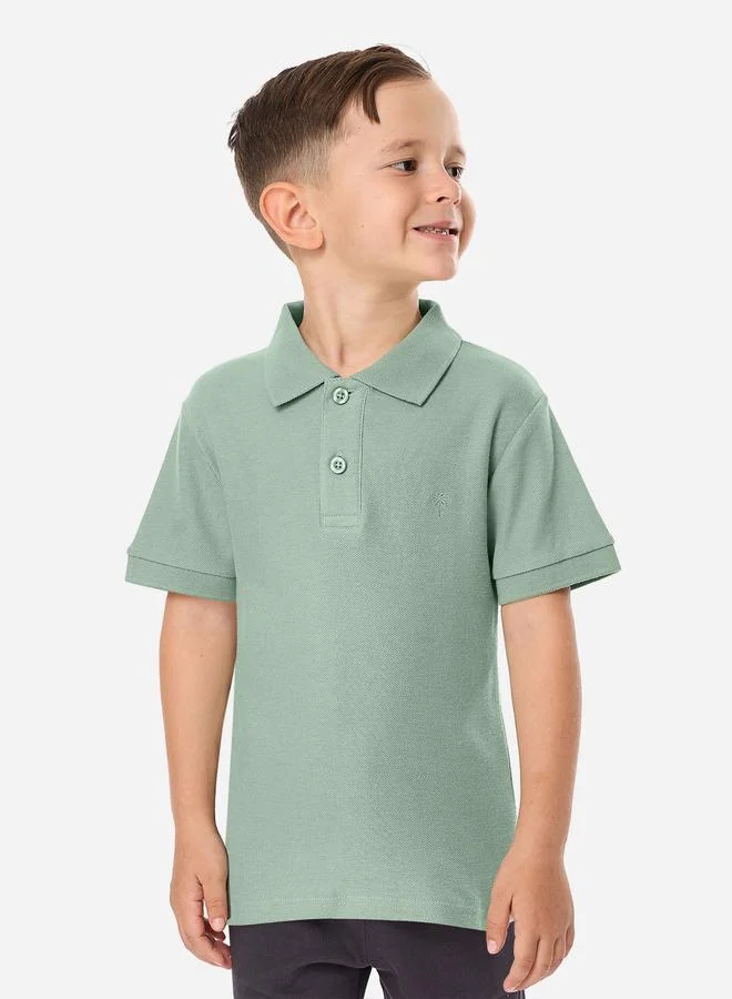 victor and jane Victor And Jane Boys Olive Solid Short Sleeve Polo T-Shirt