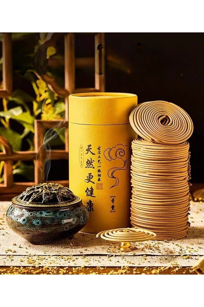 Natural 120 coils 4-hour spiral incense coil (agarwood), home indoor air purification, hotel toilet deodorization, mosquito repellent aromatherapy, indoor home aromatherapy, burning meditation air purification, free incense burner - Image 1