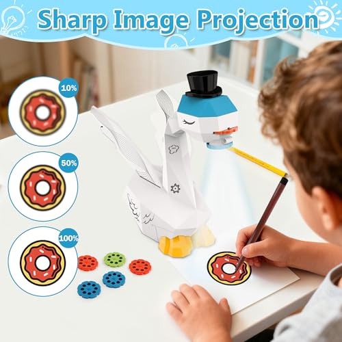 MFEESYOB Swan Drawing Projector for Kids Tracing and Drawing Projector for Kids with Cute Swan Look Smart Art Sketcher Projector with 96 Stencils Toddler Toys for Girls Boys 3 White - Image 4