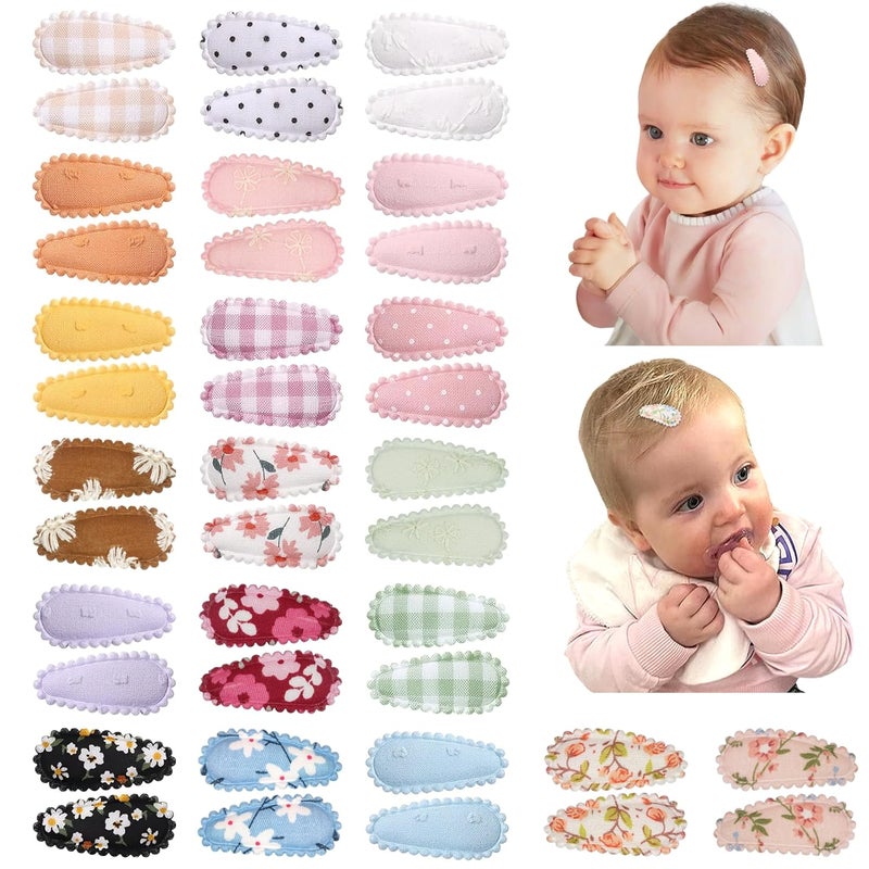 BBgifts 40 PCS Snap Hair Clips Flower Pattern for Fine Hair  15 inches Wrapped Mini Barrettes and Hair Accessories for Infants and Toddlers 20 Colors in Pair - Image 1