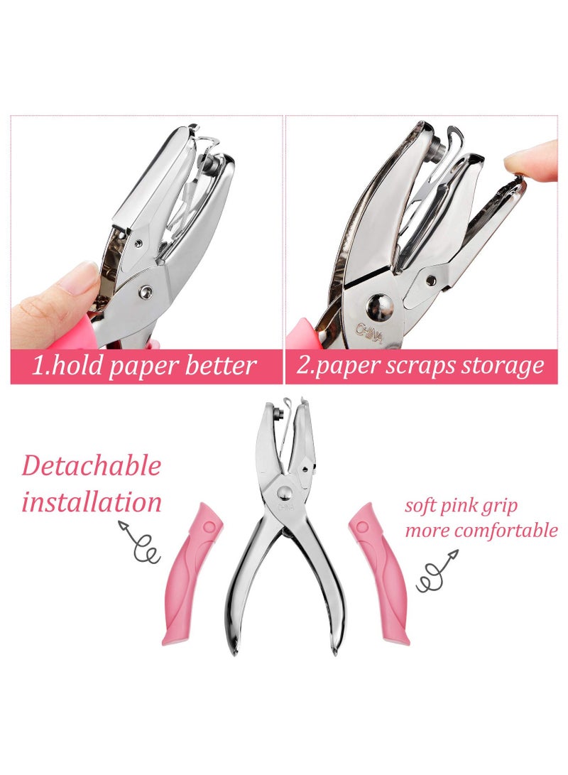 سونسر 3 أجهزة كمبيوتر محمولة باليد لثقب الورق بفتحة واحدة معدنية مع مقبض ناعم ودائرة 0.25 بوصة 0.2 بوصة نجمة 0.22 بوصة ثقوب قلب 0.22 بوصة للبطاقات الحرفية اليدوية لبطاقات الملابس وتذاكر دفتر القصاصات - Image 3