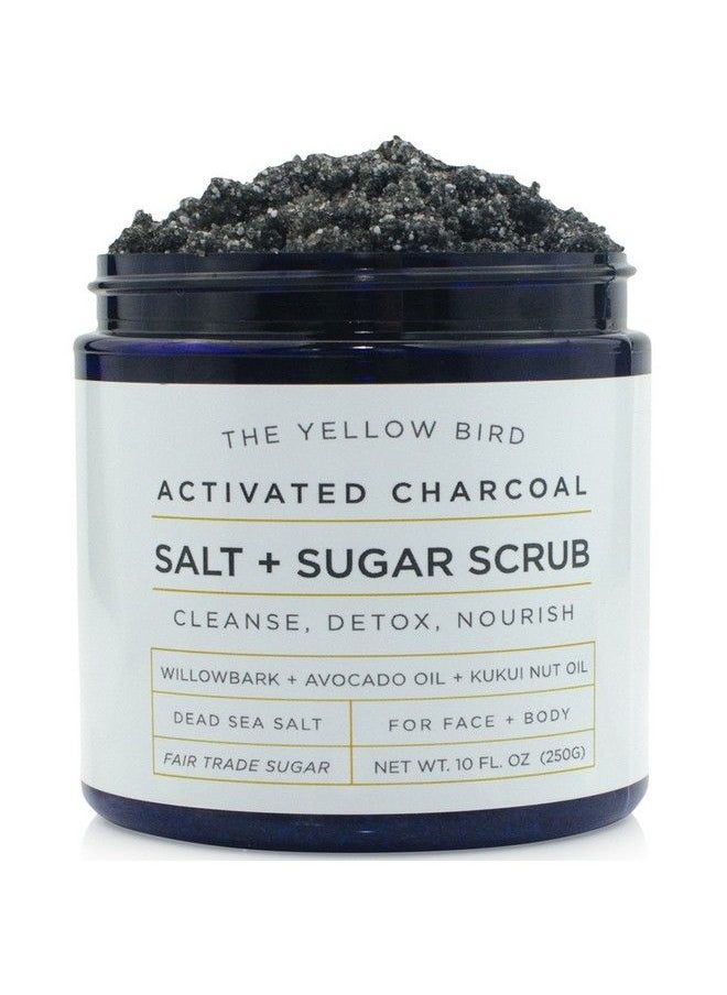 The Yellow Bird - Natural Activated Charcoal Body & Face Scrub Exfoliating Dead Sea Salt & Sugar Scrub Deep Cleansing Pore Minimizer Anti Cellulite Acne Blackhead Scars Wrinkle Treatment - Image 1