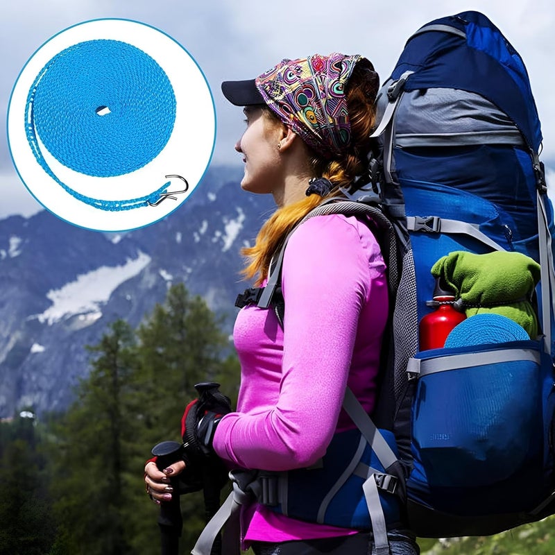 خطوط تجفيف الملابس Geer بطول 5 متر عبوة من 2 حبال تجفيف محمولة داخلية وخارجية مع شماعات قابلة للتعديل - Image 5