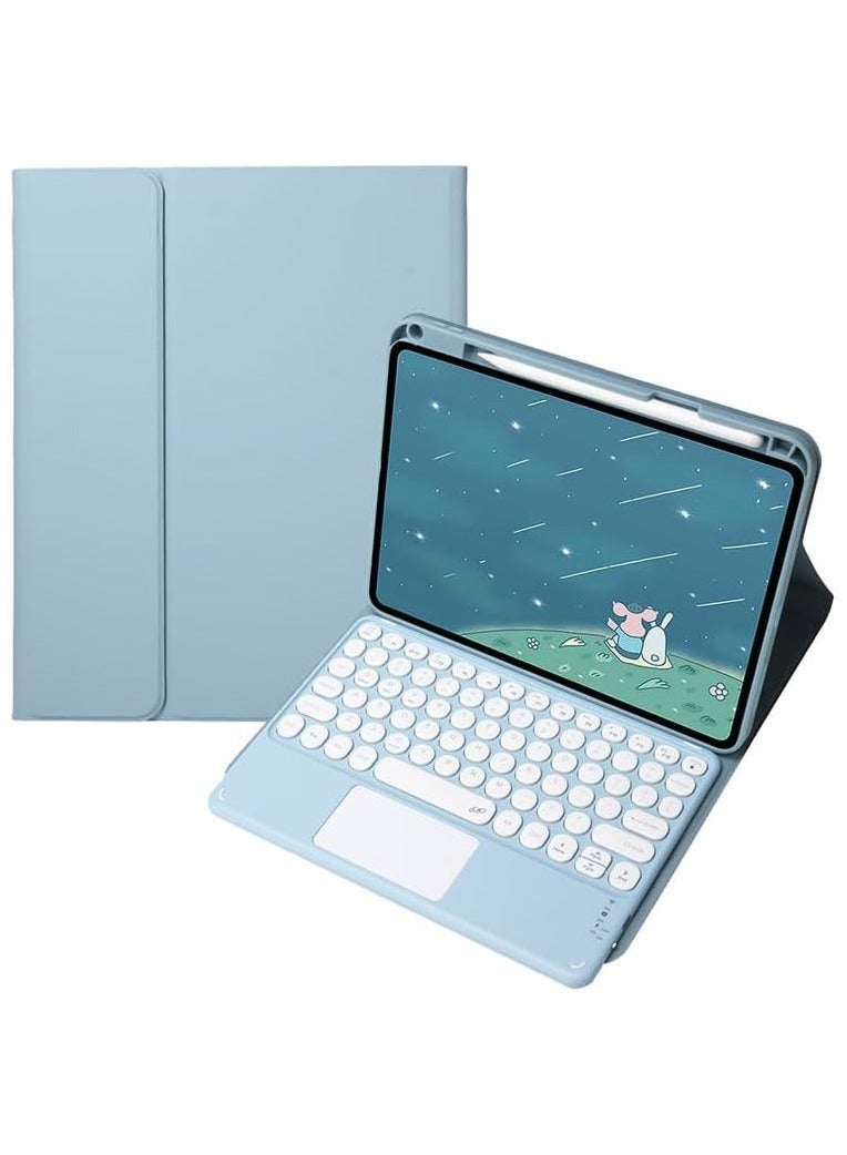 Arabic and English Keyboard Case Compatible with Huawei MatePad SE 11 inch 2024, Round Key Cute Color With Detachable Touch Cover For 11''