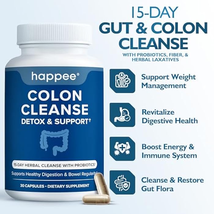 Happee Colon Cleanser & Detox for Weight Loss & GLP-1 Support - 15 Day Colon Cleanse Pills & Gut Support Probiotics Women Men - Fast Natural Laxatives Constipation Relief - Image 2