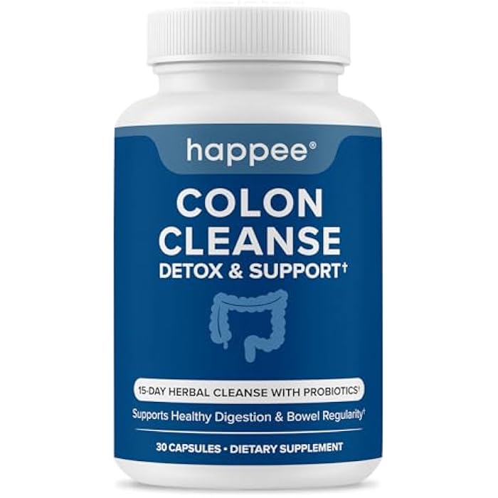 Happee Colon Cleanser & Detox for Weight Loss & GLP-1 Support - 15 Day Colon Cleanse Pills & Gut Support Probiotics Women Men - Fast Natural Laxatives Constipation Relief - Image 1