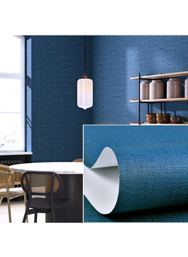 Yancorp 24"x120" Textured Fabric Navy Blue Faux Grasscloth Peel and Stick Wallpaper Self-Adhesive Linen Removable Wall Paper Cabinets Counter Top Liners - Image 2