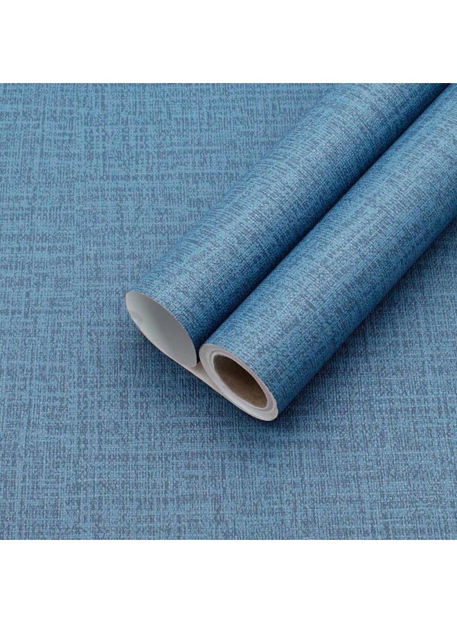 Yancorp 24"x120" Textured Fabric Navy Blue Faux Grasscloth Peel and Stick Wallpaper Self-Adhesive Linen Removable Wall Paper Cabinets Counter Top Liners - Image 1