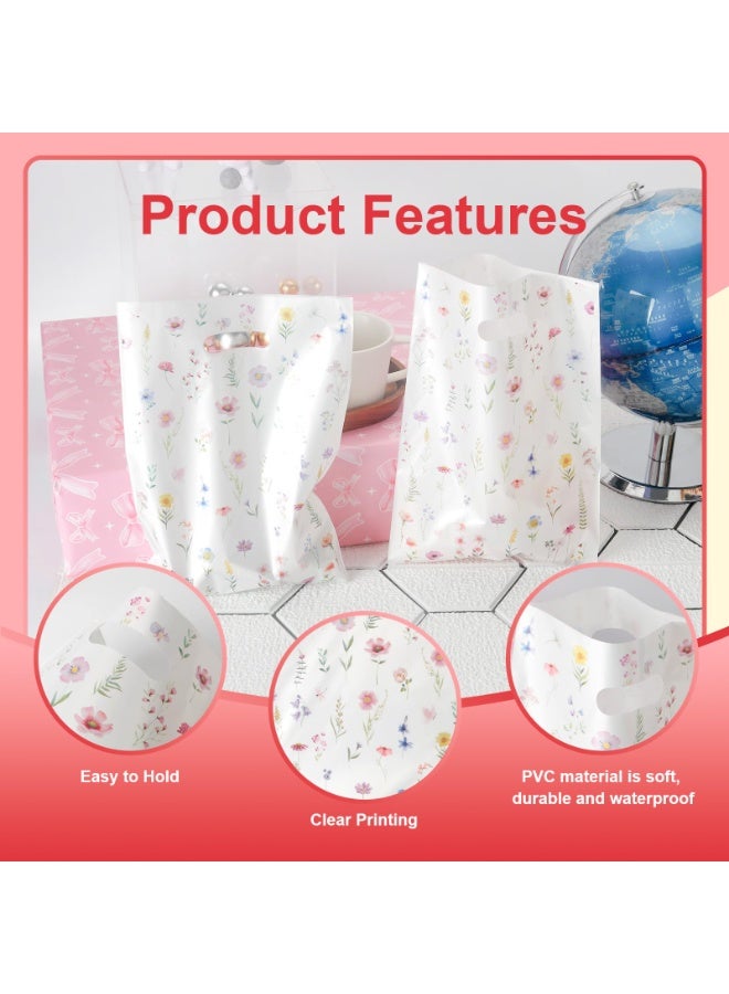 Winner 50PCS Plastic Wildflower Goodie Bags Reusable Party Favor Bags with Handles Vintage Floral Gift Bag Wildfloral Candy Treat Bag for Baby Shower Wedding Birthday Supplies Colorful - Image 3