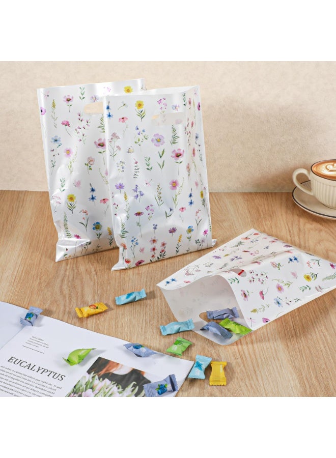 Winner 50PCS Plastic Wildflower Goodie Bags Reusable Party Favor Bags with Handles Vintage Floral Gift Bag Wildfloral Candy Treat Bag for Baby Shower Wedding Birthday Supplies Colorful - Image 5