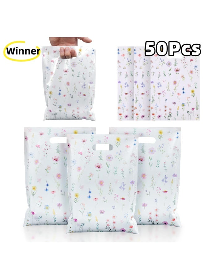 Winner 50PCS Plastic Wildflower Goodie Bags Reusable Party Favor Bags with Handles Vintage Floral Gift Bag Wildfloral Candy Treat Bag for Baby Shower Wedding Birthday Supplies Colorful - Image 1