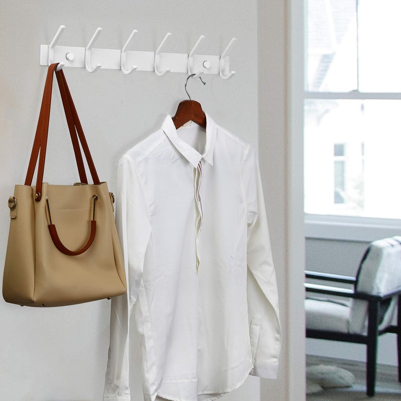 WEBI Coat Rack Wall Mounted,Coat Hooks Wall Mount,Coat Hanger Wall Hook Rack,6 Hooks for Hanging Coats,Hats,Jacket,Clothes,White,2 Packs - Image 3