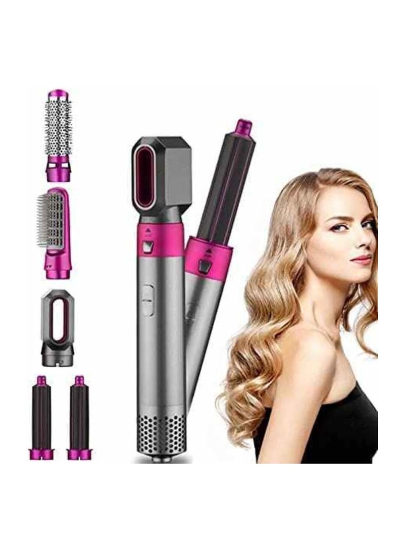 5 In 1 Hot Air Hair Dryer And Curler Tool Set for women beauty Electric Hair Straightener with Heat Protector Hot Air Blow Dryer Grey (Purple) - Image 2