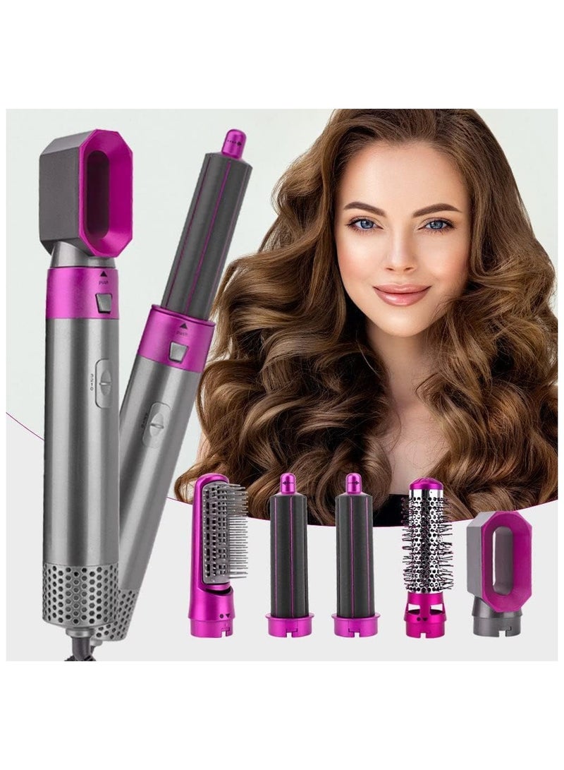 5 In 1 Hot Air Hair Dryer And Curler Tool Set for women beauty Electric Hair Straightener with Heat Protector Hot Air Blow Dryer Grey (Purple) - Image 3