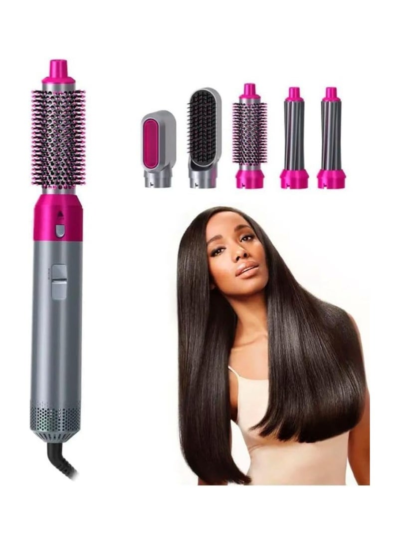 5 In 1 Hot Air Hair Dryer And Curler Tool Set for women beauty Electric Hair Straightener with Heat Protector Hot Air Blow Dryer Grey (Purple) - Image 5