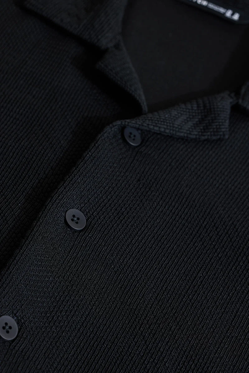 SNITCH Black Textured Box Fit Shirt
