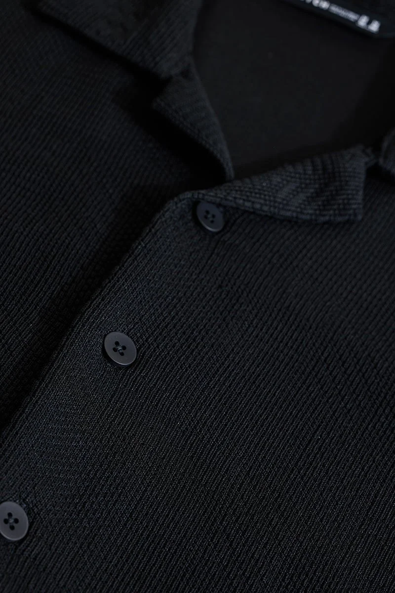 SNITCH Black Textured Box Fit Shirt