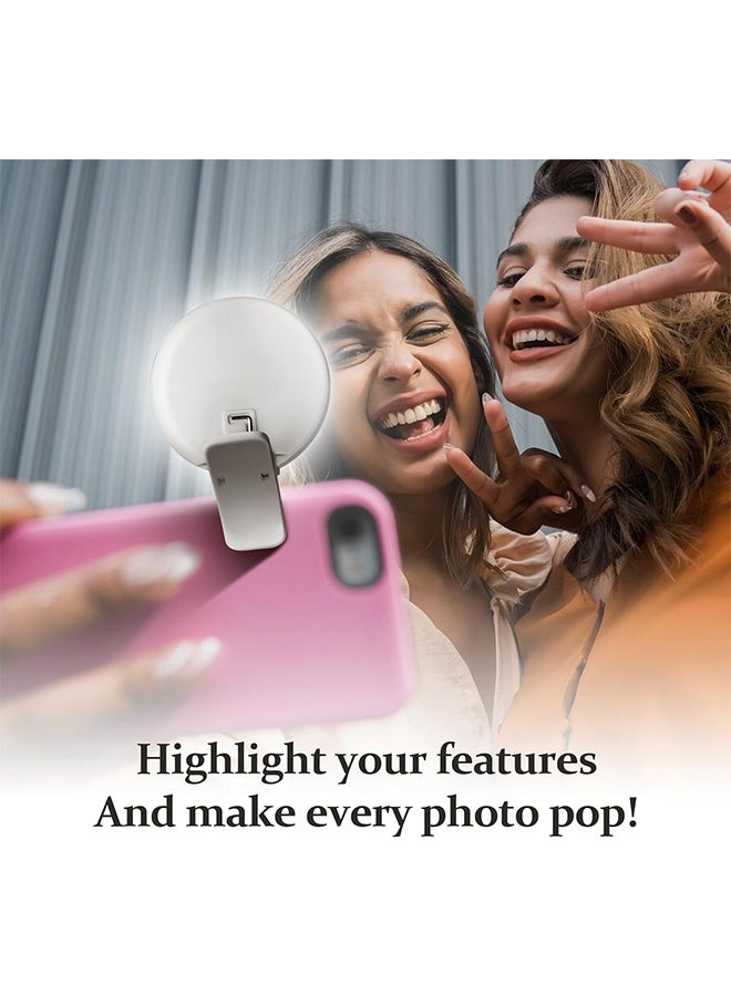 Selfie Light for Phone, Mini Adjustable Brightness Light with 3 Lighting Mode/3 Brightness Level, 2-3 Hours, USB Portable Selfie Ring Light with 22 LED for Phone, iPad, Laptop, for Makeup - Image 4