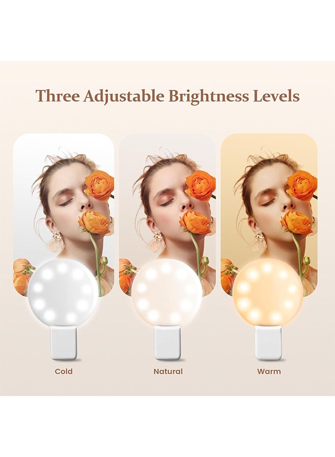 Selfie Light for Phone, Mini Adjustable Brightness Light with 3 Lighting Mode/3 Brightness Level, 2-3 Hours, USB Portable Selfie Ring Light with 22 LED for Phone, iPad, Laptop, for Makeup - Image 2