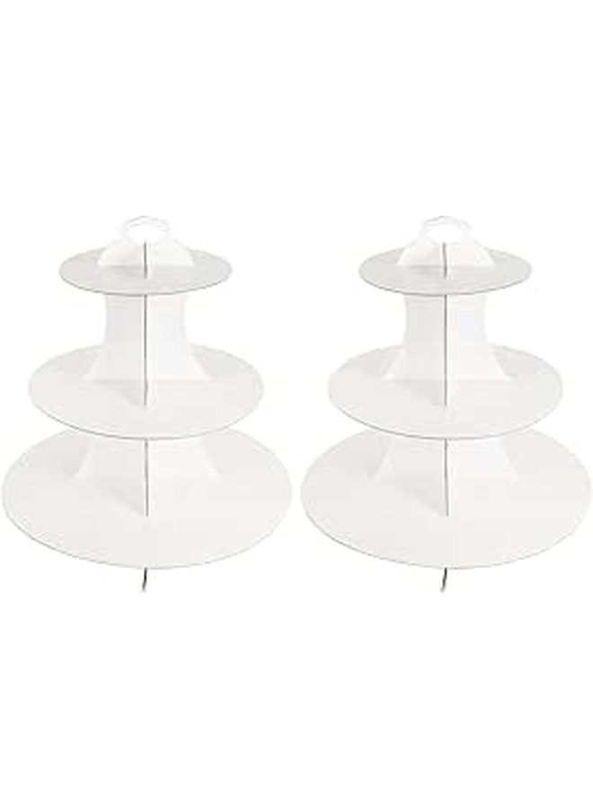 White 2 Tier Cake Stand Multi Layer Dessert Display Rack For Party Bakery Snacks - Image 1