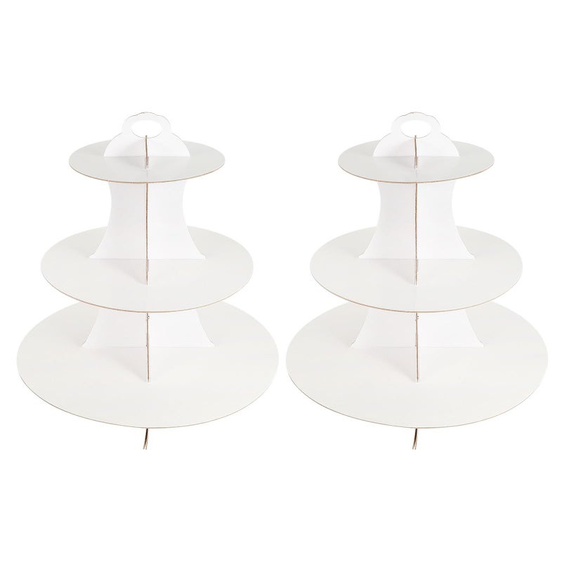 White 2 Tier Cake Stand Multi Layer Dessert Display Rack For Party Bakery Snacks - Image 2