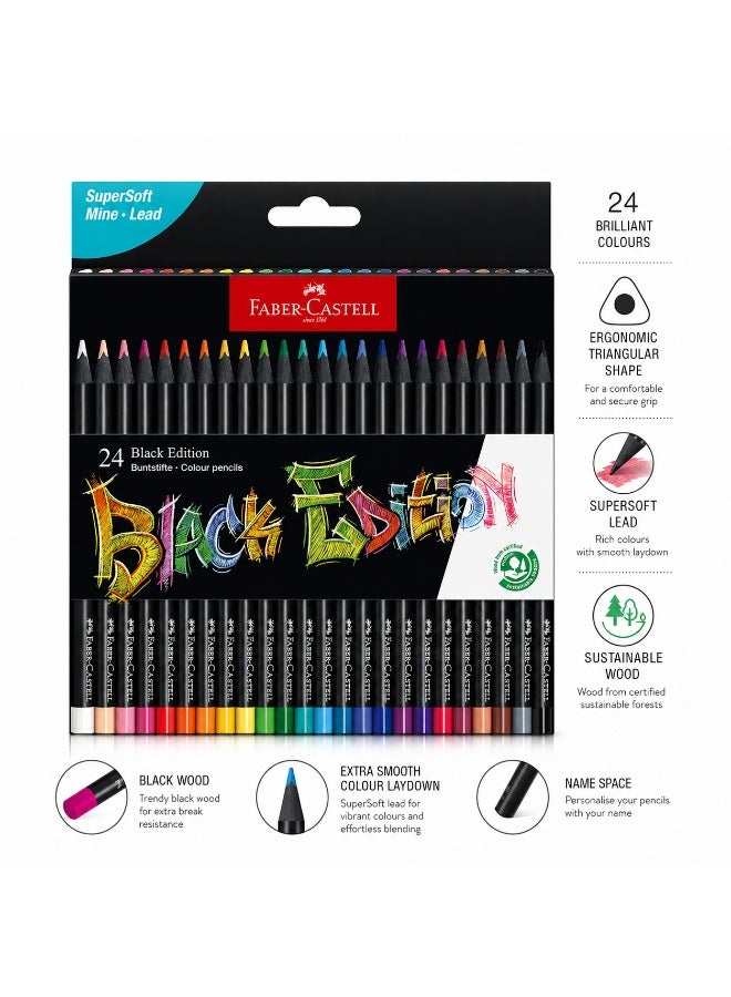 FABER-CASTELL أقلام تلوين باللون الأسود مكونة من 24 قطعة، متعددة الألوان - Image 4