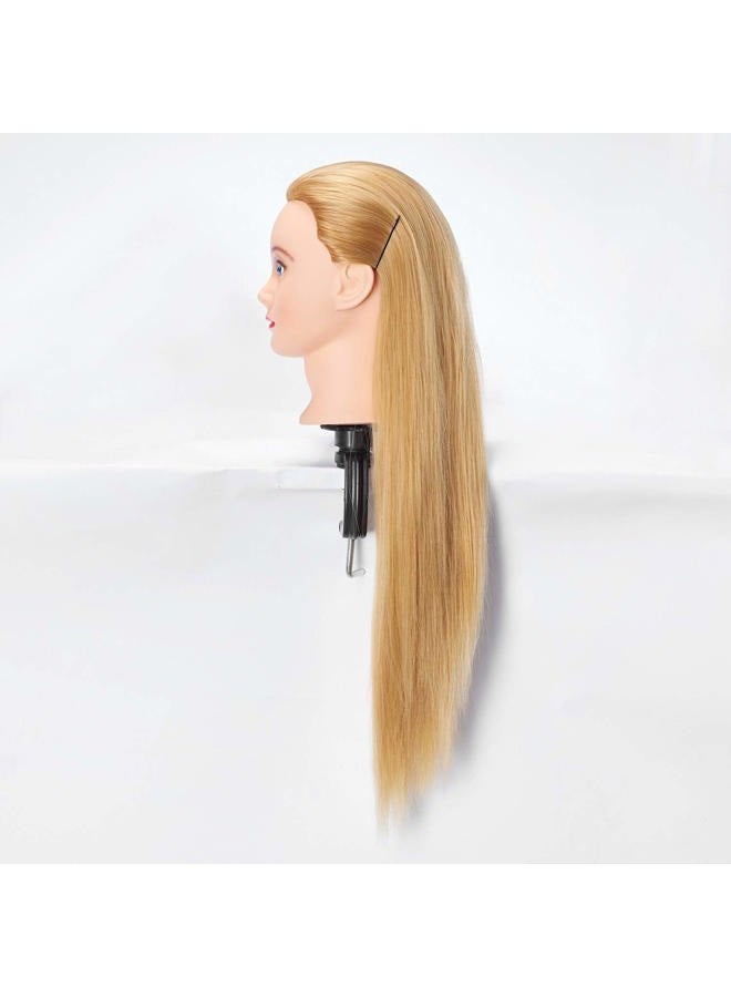 Hairlink 26-28'' Mannequin Head Synthetic Fiber Hair Styling Training Head Dolls for Cosmetology Manikin Maniquins Practice Head with Stand (6611W2720) - Image 3