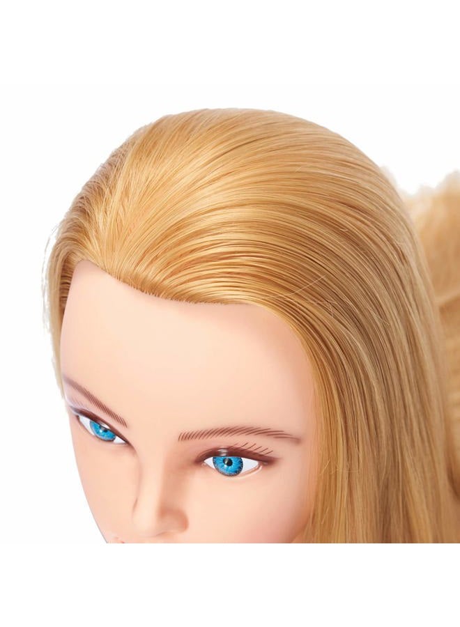 Hairlink 26-28'' Mannequin Head Synthetic Fiber Hair Styling Training Head Dolls for Cosmetology Manikin Maniquins Practice Head with Stand (6611W2720) - Image 4