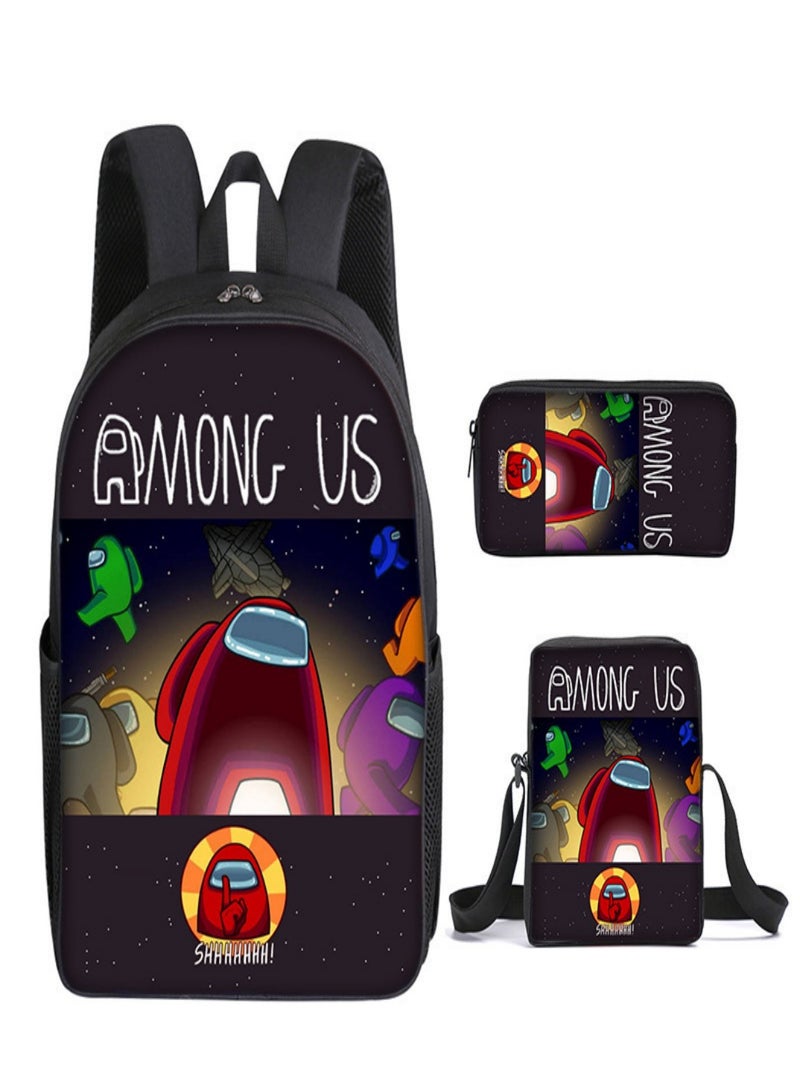 AMONG US Children Backpack Schoolbag Teen Student School Book bag with Lunch Box Pen Case 3 in 1 for Kids