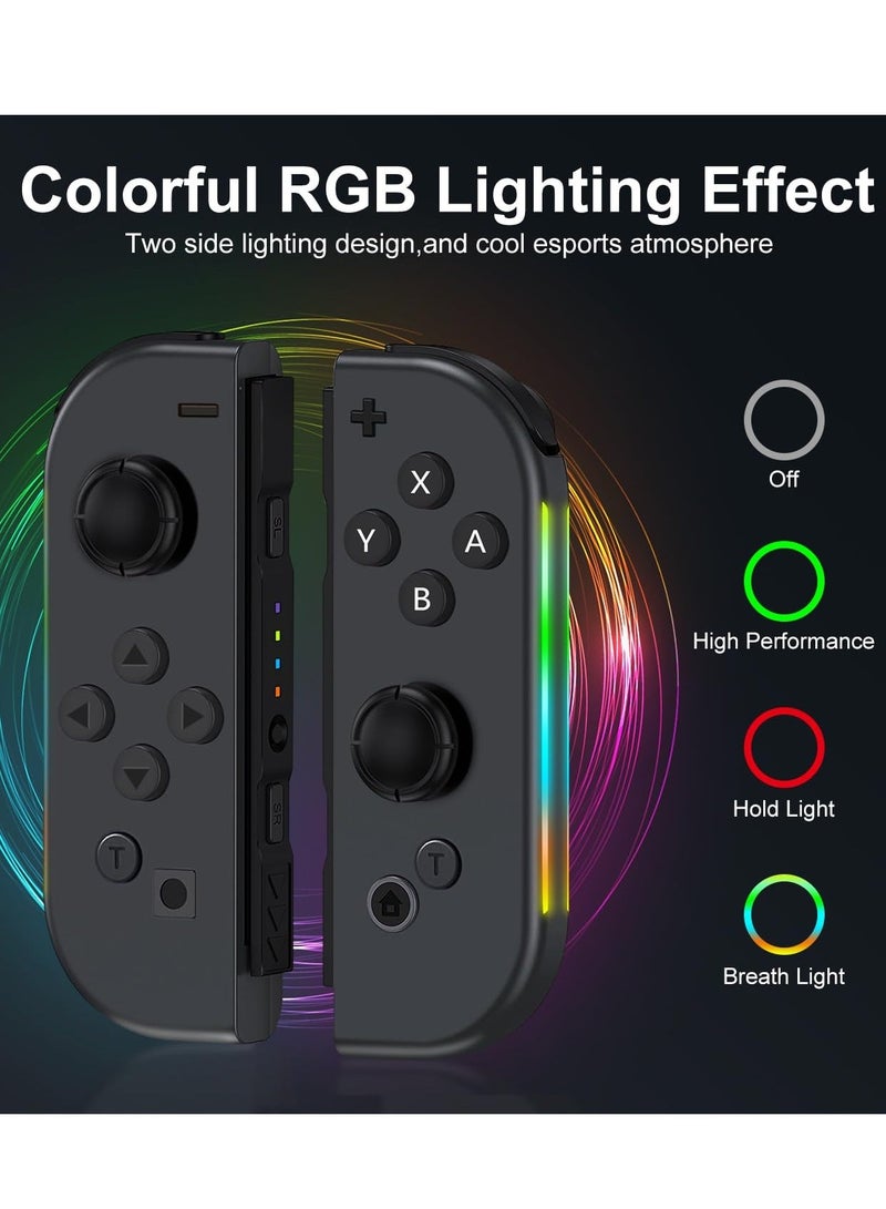 MWS-ForCamping Joy Cons Wireless Controller for Nintendo Switch, Replacement for Switch Joypad with RGB Light, Joystick Support Double Vibration/Wake-up/Screenshot (Black) - Image 2