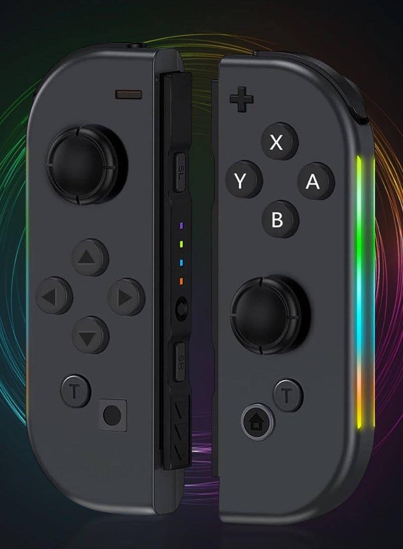 MWS-ForCamping Joy Cons Wireless Controller for Nintendo Switch, Replacement for Switch Joypad with RGB Light, Joystick Support Double Vibration/Wake-up/Screenshot (Black) - Image 1