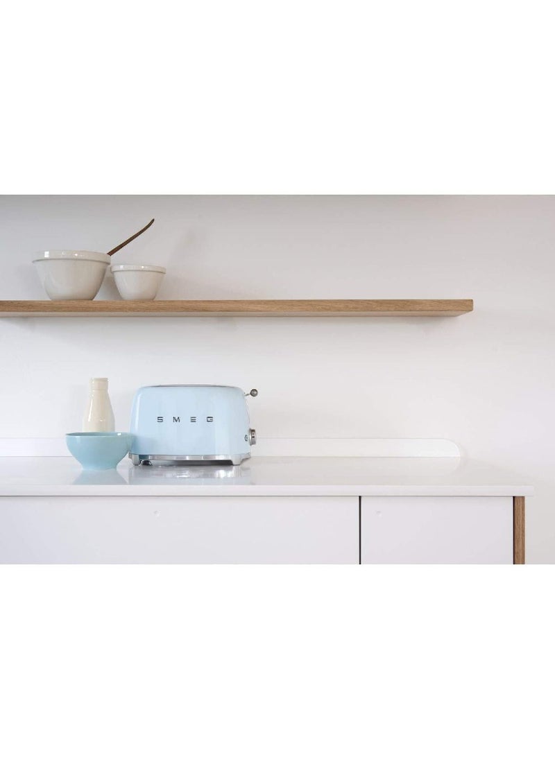سميج محمصة خبز Smeg TSF01PBUK، طراز ريترو 50's، 2 شريحة، 6 مستويات للتحمير، فتحات خبز واسعة، وظائف إزالة التجمد وإعادة التسخين، صينية فتات قابلة للإزالة، أزرق فاتح، ضمان لمدة سنة واحدة - Image 5