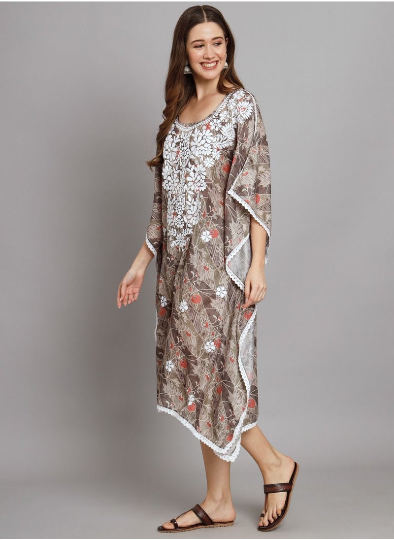 Hand Embroidered Chikankari Floral Print Cotton Midi Kaftan-AL3647 - pzsku/Z15C2FB9A7016352342E7Z/45/_/1690799617/0614345f-df71-4ea4-8ac8-817b0742bbde