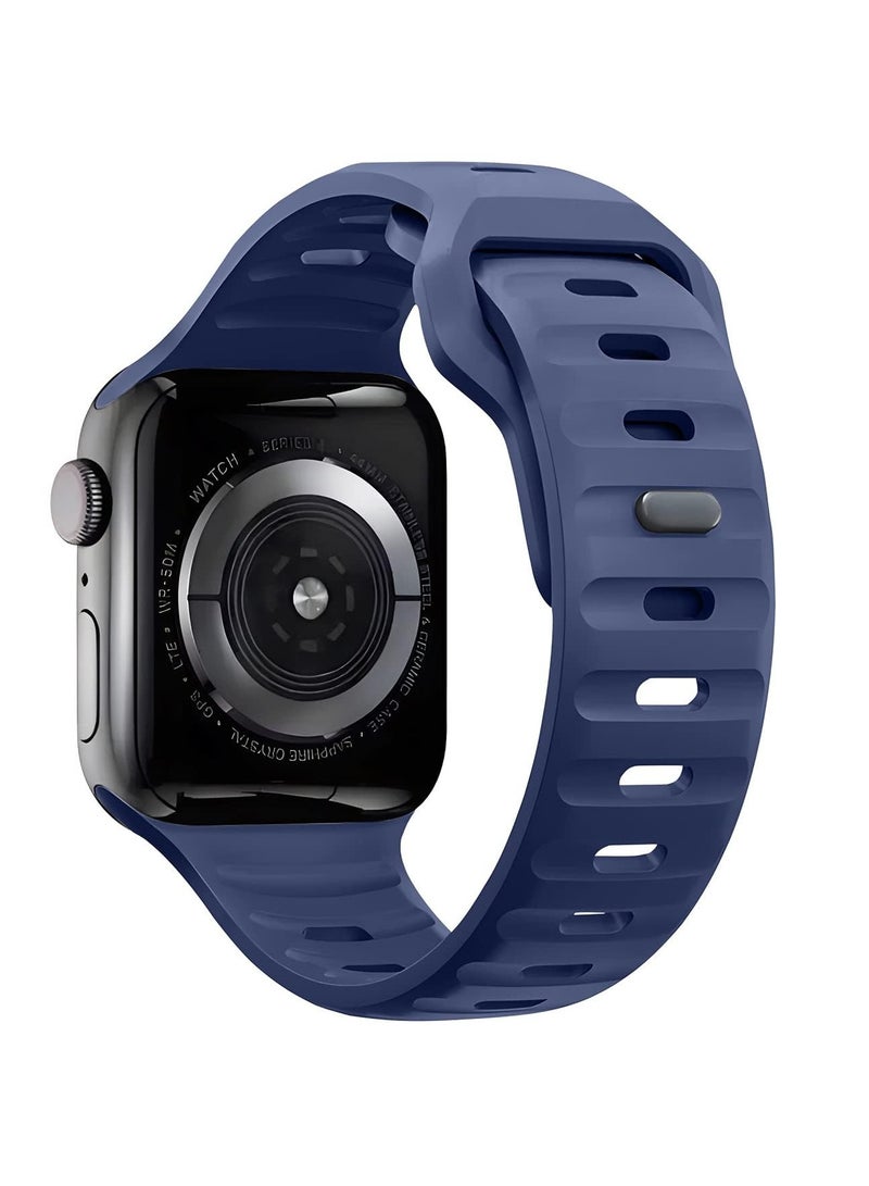 متوافق مع Apple Watch Band 38mm 40mm 41mm 42mmBands للرجال والنساء ، فريدة من نوعها تصميم قوي سيليكون حزام معصم لسلسلة iWatch 11/10/9/8/7/6/5/4/3/2/1 / SE الأزرق - Image 1