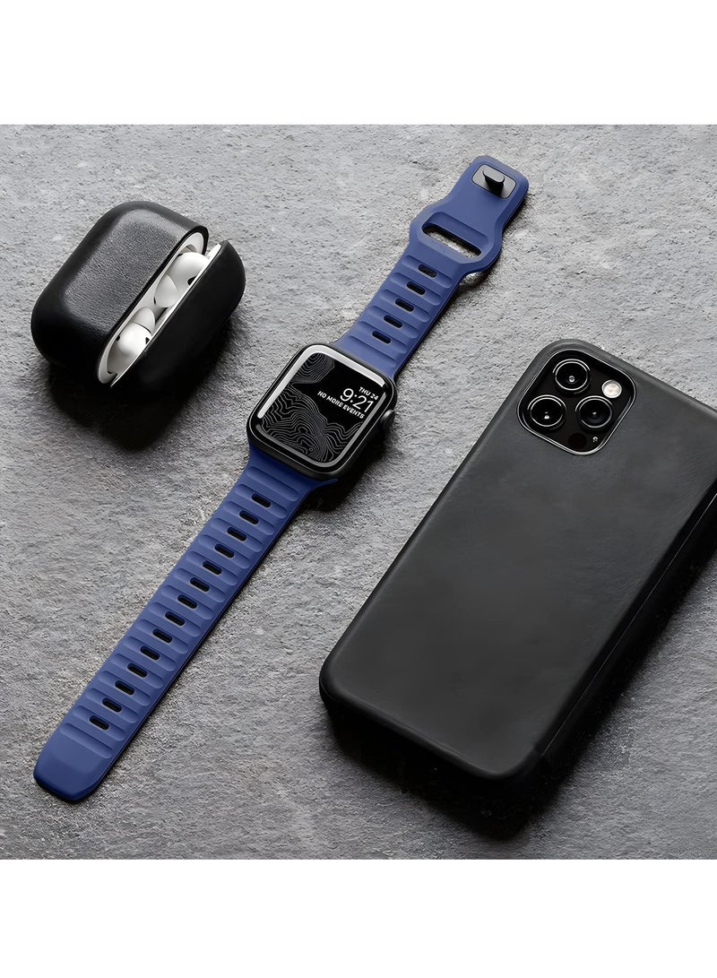 متوافق مع Apple Watch Band 38mm 40mm 41mm 42mmBands للرجال والنساء ، فريدة من نوعها تصميم قوي سيليكون حزام معصم لسلسلة iWatch 11/10/9/8/7/6/5/4/3/2/1 / SE الأزرق - Image 4