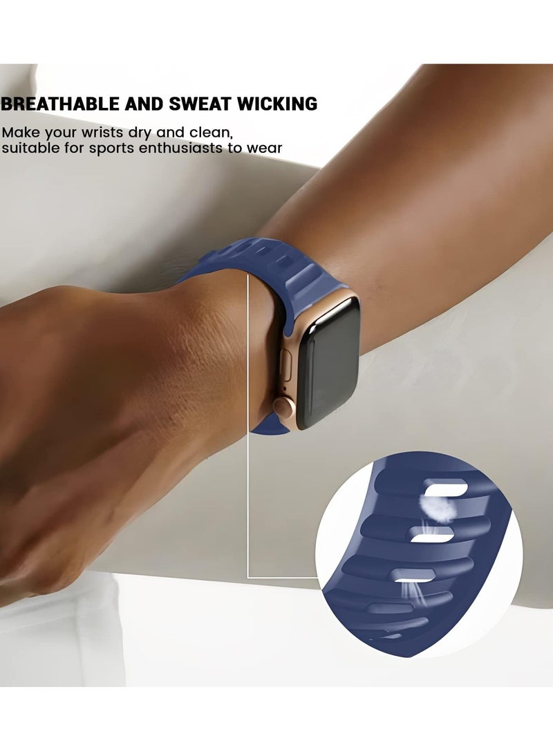 متوافق مع Apple Watch Band 38mm 40mm 41mm 42mmBands للرجال والنساء ، فريدة من نوعها تصميم قوي سيليكون حزام معصم لسلسلة iWatch 11/10/9/8/7/6/5/4/3/2/1 / SE الأزرق - Image 5