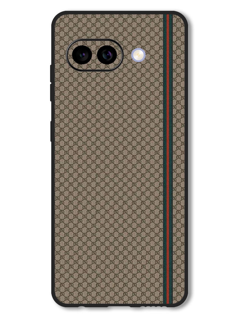 Theodor Case Compatible with Google Pixel 9A Protection Shockproof Bumper Cover Red Green Strip On Brown Pattern - Image 1