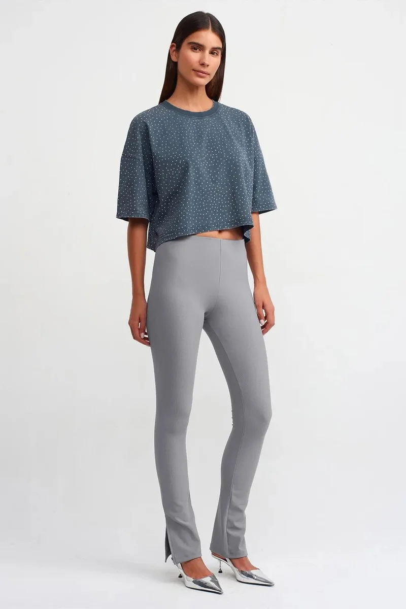 ديلفين DILVIN High-waist Flare Leggings With Slit