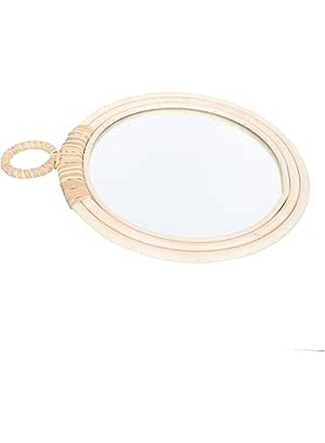 Hand Woven Wicker Wall Mirror For Bedroom Bathroom Decor - Image 1