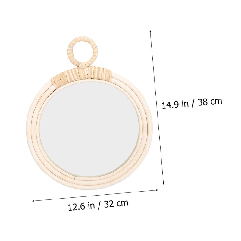 Hand Woven Wicker Wall Mirror For Bedroom Bathroom Decor - Image 4