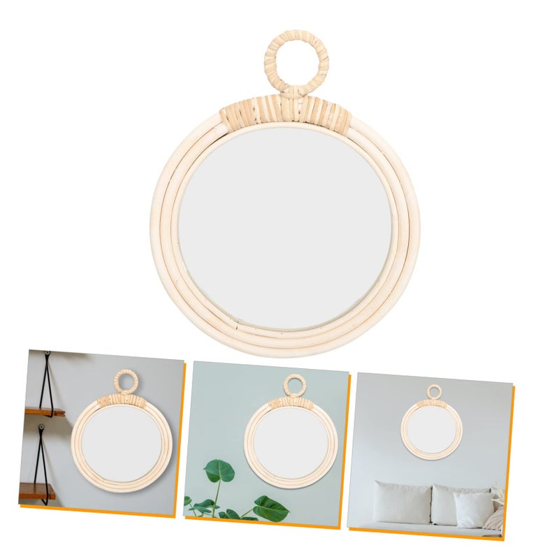 Hand Woven Wicker Wall Mirror For Bedroom Bathroom Decor - Image 5